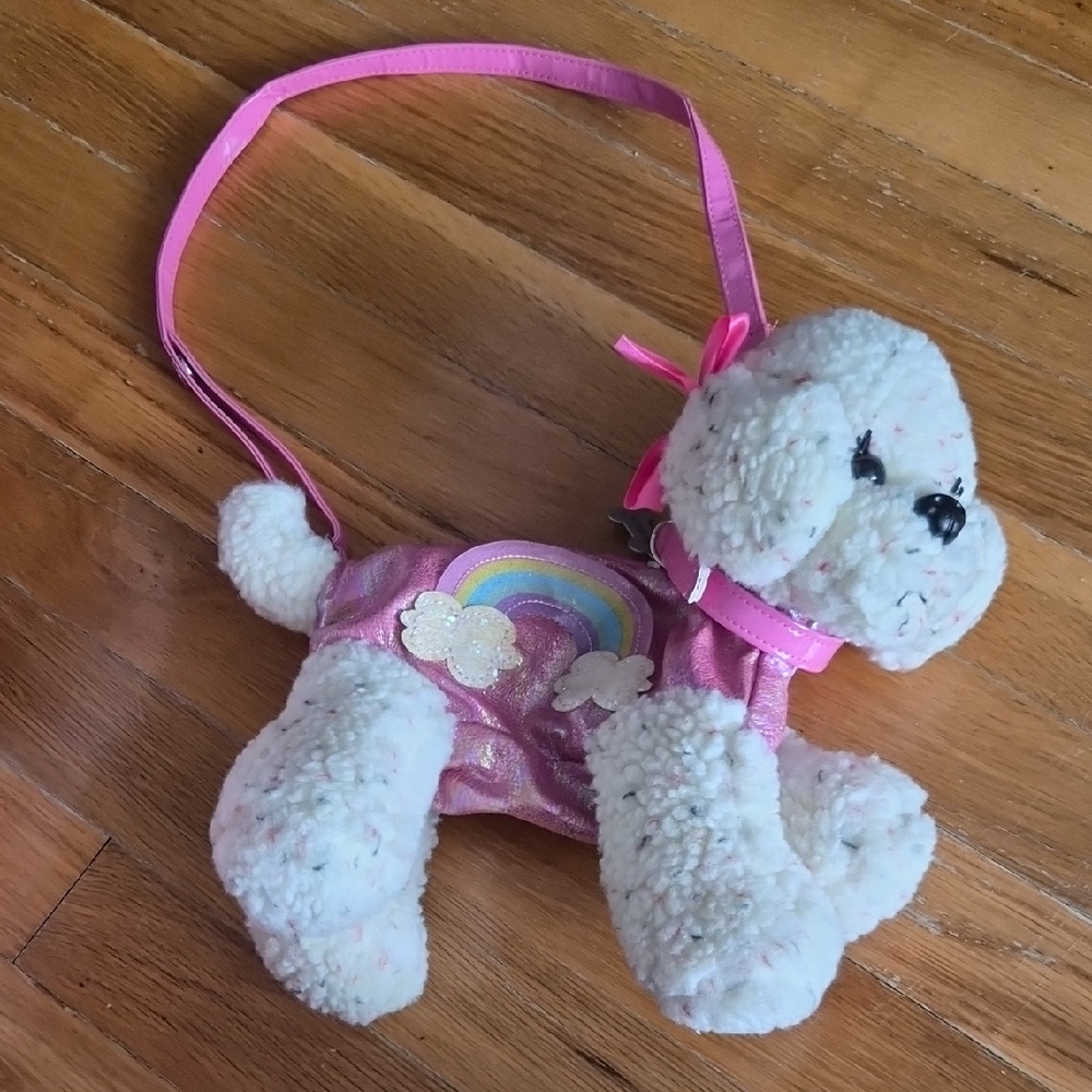 Poochie & Co. Pink And Cream Plush Dog Toy Purse